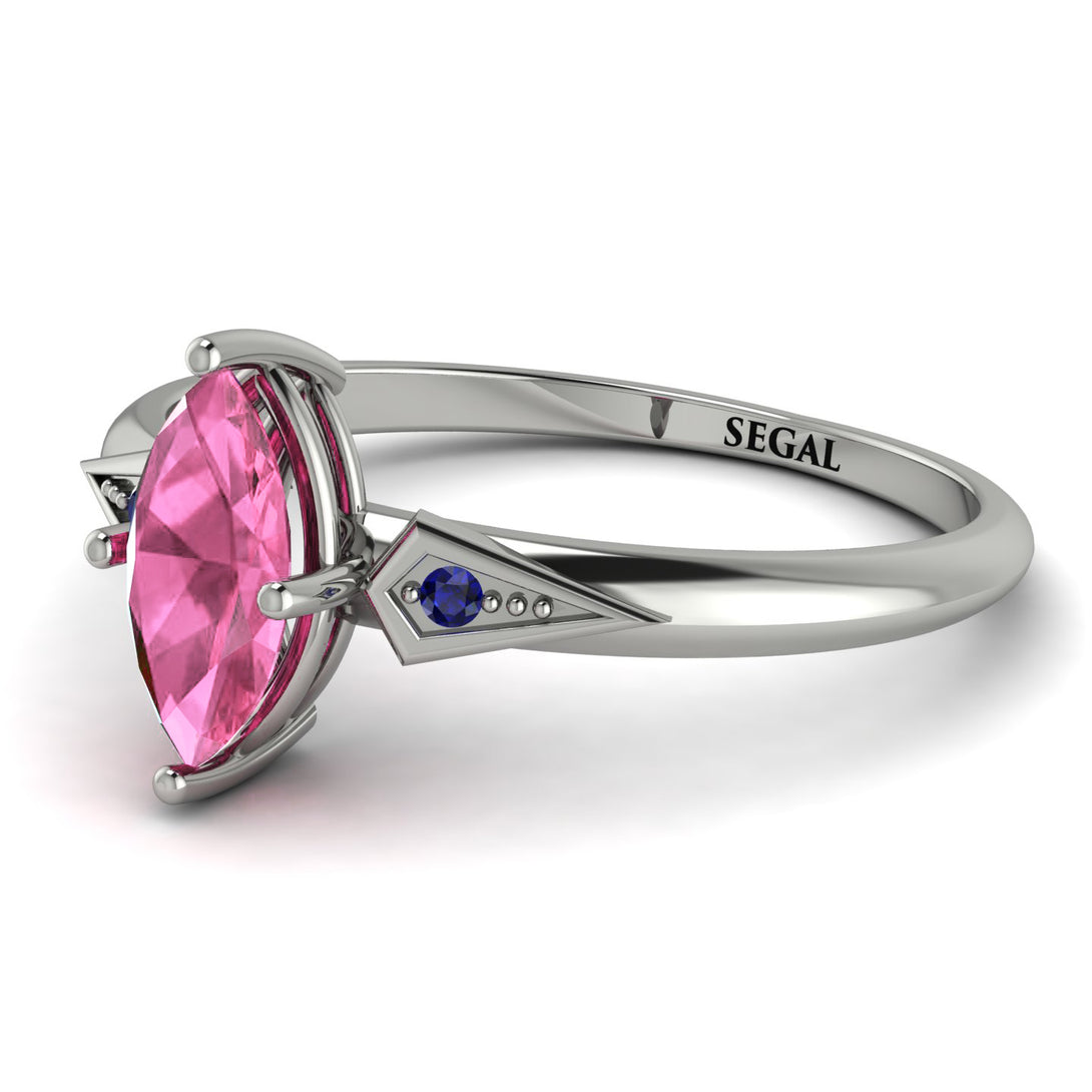 Marquise Pink Moissanite Geometrical Engagement Ring - Reese No. 815